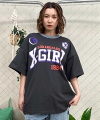 X-girl/エックスガール GAME SHIRT SS BIG TEE 105242011040 レディース  Tシャツ ムラサキスポーツ限定(CHARC-S)