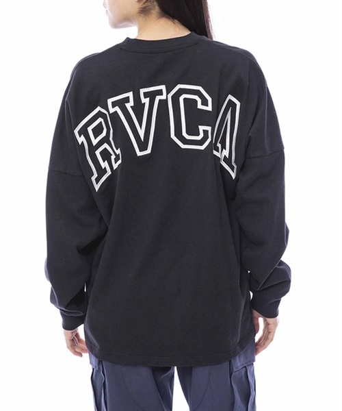 RVCA/ルーカ レディース 長袖Tシャツ ワイドシルエット 薄手 バックロゴ BD044-065(BLK-S)