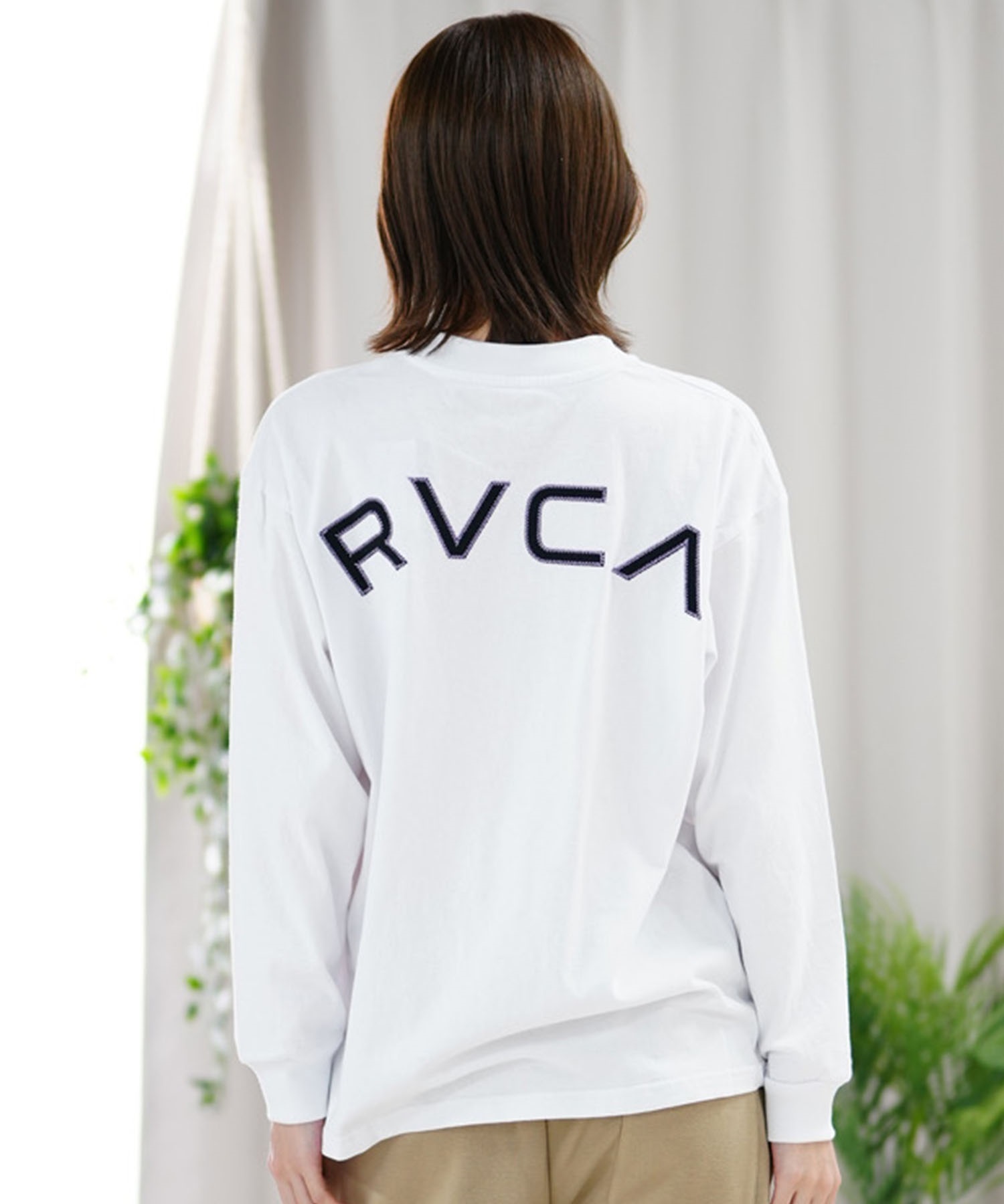 RVCA ルーカ レディース ロンT 長袖Tシャツ オーバーサイズ ロゴ BE043-053(WHT-S)