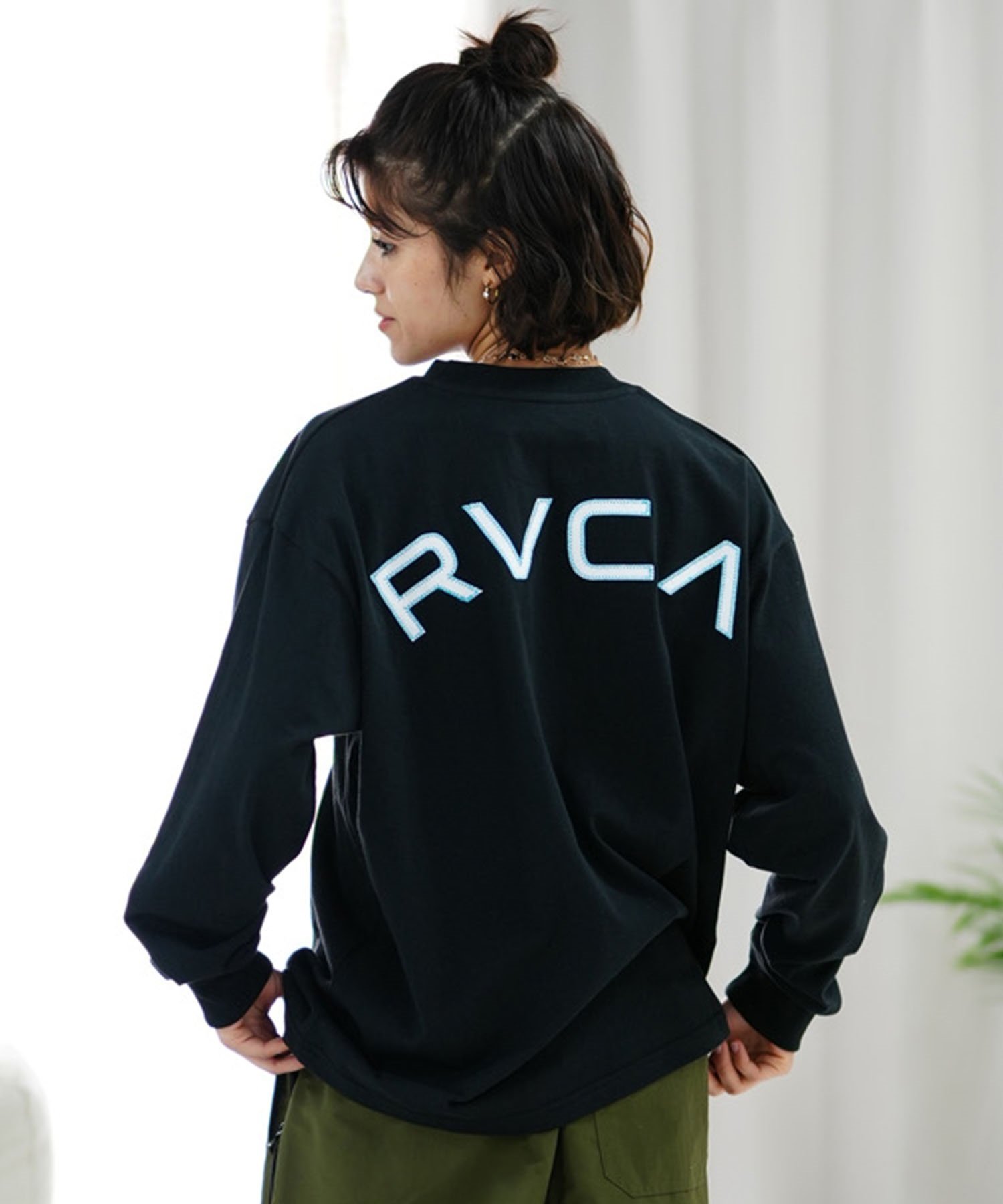 RVCA ルーカ レディース ロンT 長袖Tシャツ オーバーサイズ ロゴ BE043-053(BLK-S)