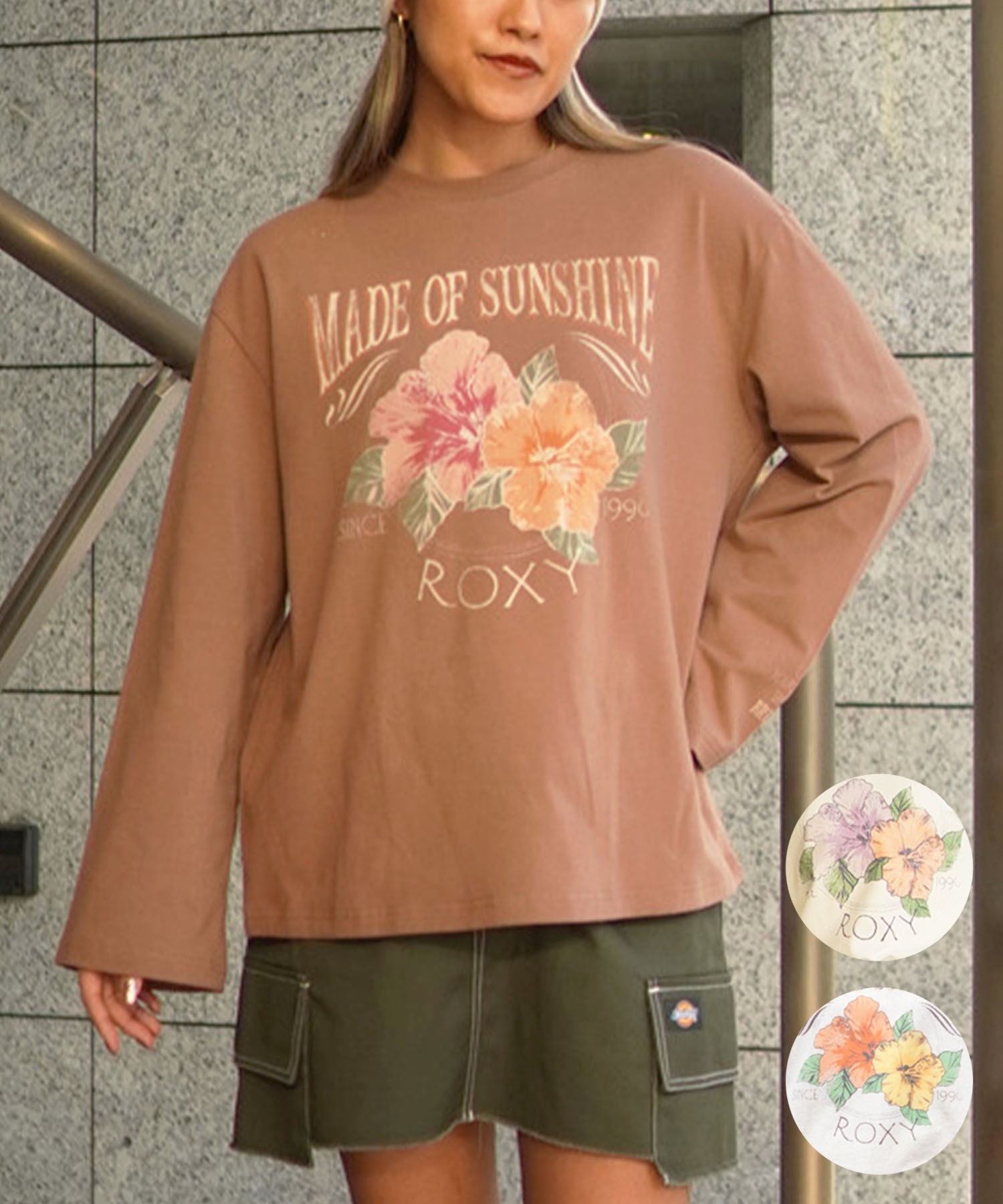 ROXY ロキシー ハニーバン レディース 長袖Tシャツ クルーネック RLT241066(BRN-M)