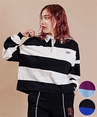 ROXY/ロキシー レディース ポロシャツ ロンT/長袖 パネルボーダー ワンポイント ショート丈 RDK234603T(BLK-M)