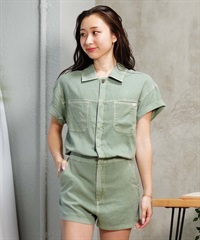 【クーポン対象】RVCA ルーカ CADET ROMPER レディース 半袖 ワンピース オールインワン BE043-366