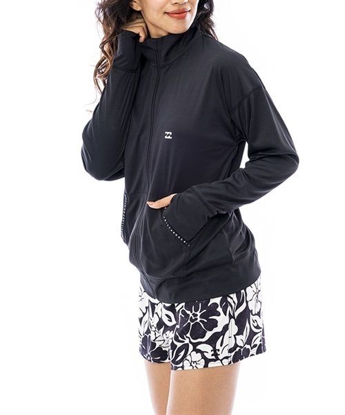 BILLABONG ビラボン BD013-891 レディース ラッシュガード 長袖 ジップアップ UVカット 水陸両用 ユーティリティ KX2 F2(BK-M)