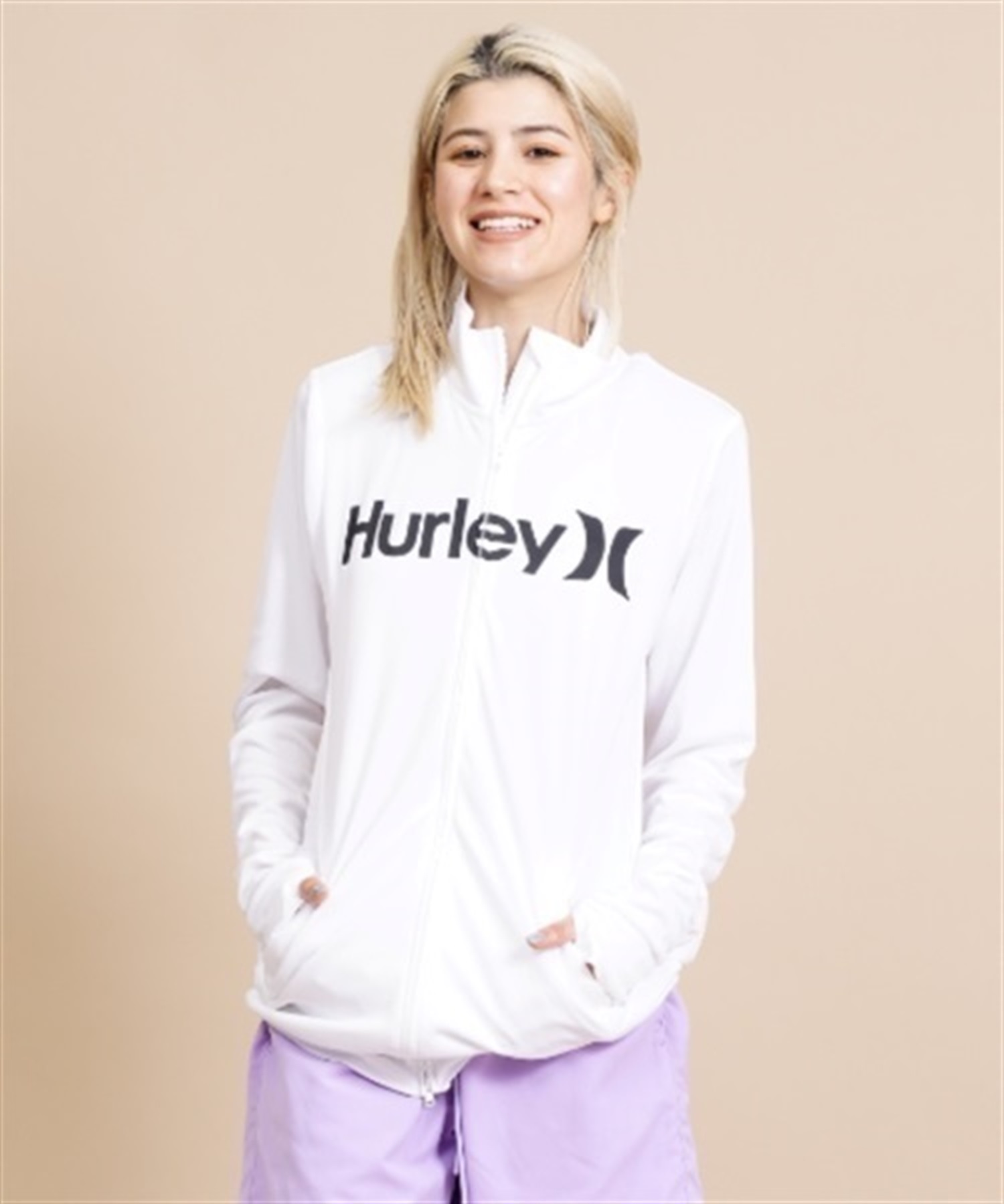 Hurley ハーレー WRG2320016 レディース ラッシュガード 長袖 ジップアップ UVカット 水陸両用 ユーティリティ KX1 E11(BK-S)