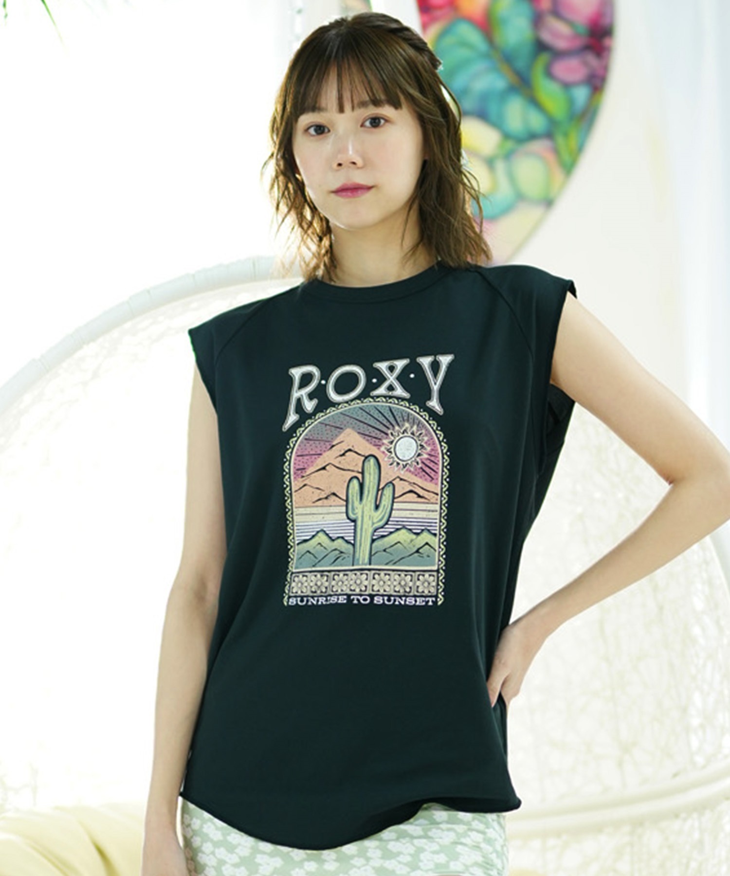 【クーポン対象】ROXY ロキシー レディース ラッシュガード タンクトップ ノースリーブTシャツ 水陸両用 ユーティリティ UVカット RLY242014(BBK-M)