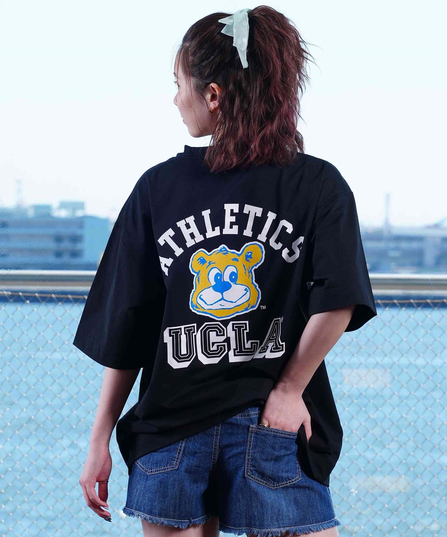 ANTIBAL アンティバル レディース ラッシュガード 半袖 Tシャツ UCLA 水陸両用 UVケア ムラサキスポーツ限定 243AN2ST036(BLK-M)