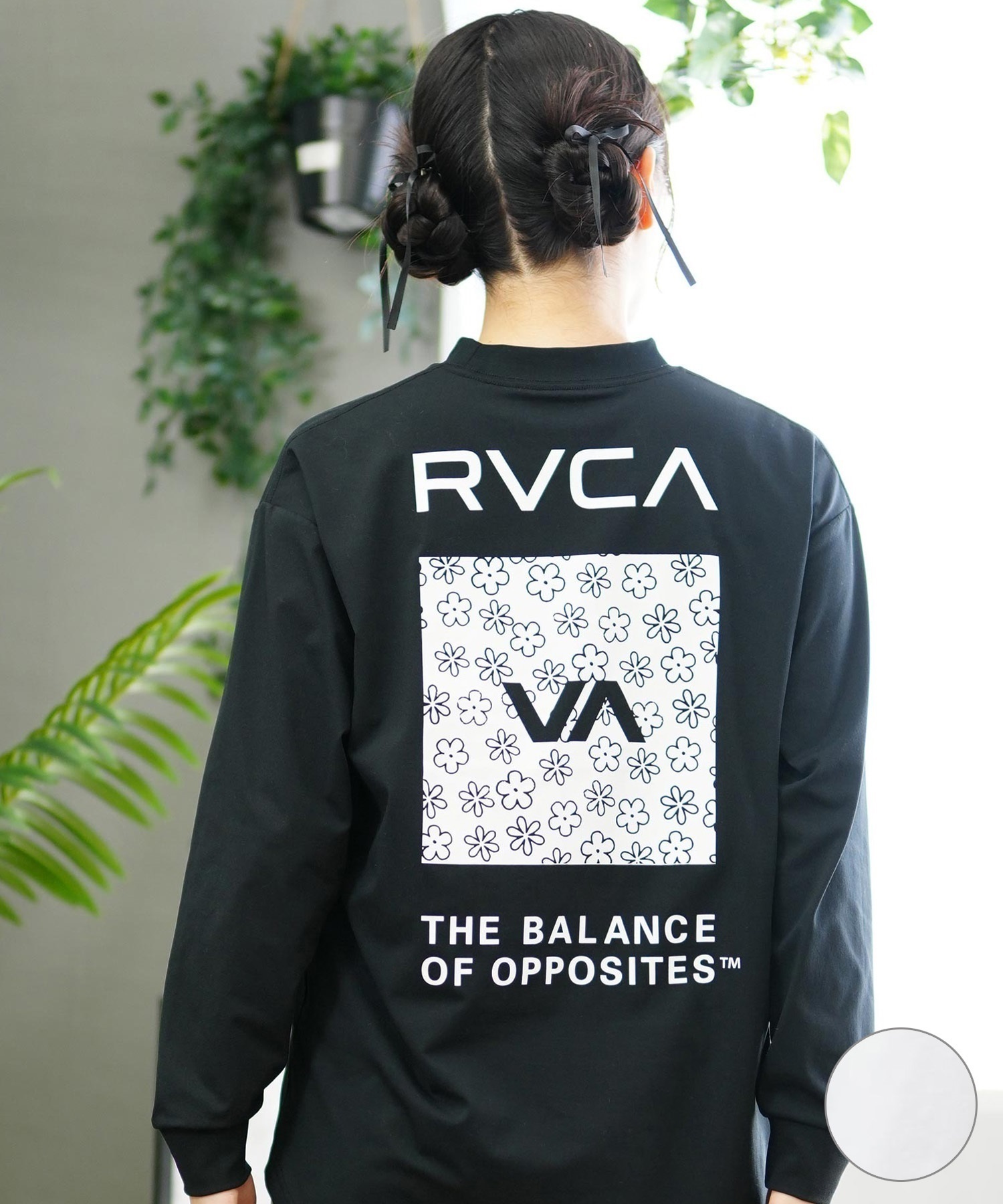 RVCA ルーカ レディース ラッシュガード Tシャツ 長袖 ロンT バックプリント 水陸両用 ユーティリティ UVカット BE04C-P81(WHT-M)