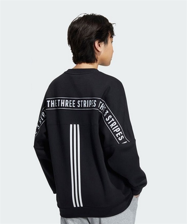 adidas/アディダス ワーディング ルーズフィット フリース スウェットシャツ キッズ トレーナー クルーネック 裏起毛  IJM05