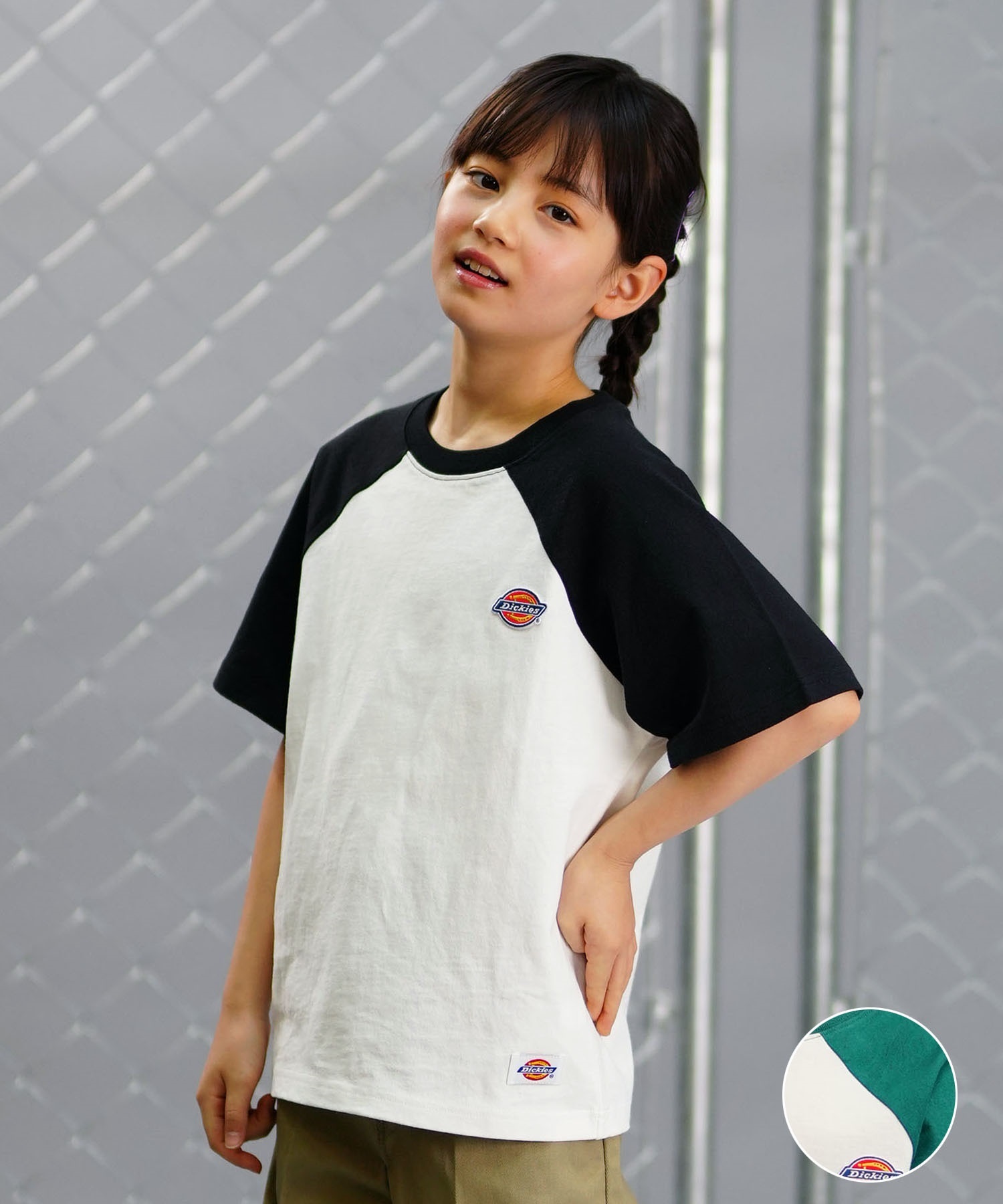 Dickies ディッキーズ キッズ 半袖 ラグラン Tシャツ ロゴ ワッペン 定番 80572600(30GR-130cm)