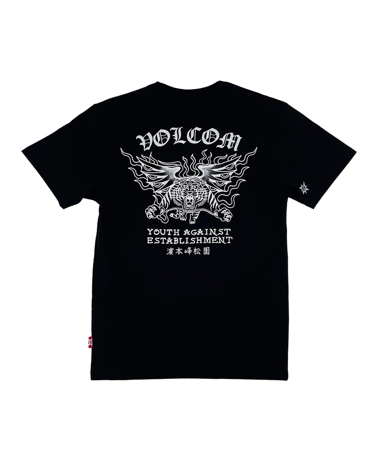 VOLCOM ボルコム キッズ Tシャツ 半袖 バックプリント ヘビーウェイト タイガー 親子コーデ DESI CF312400(BLK-S)