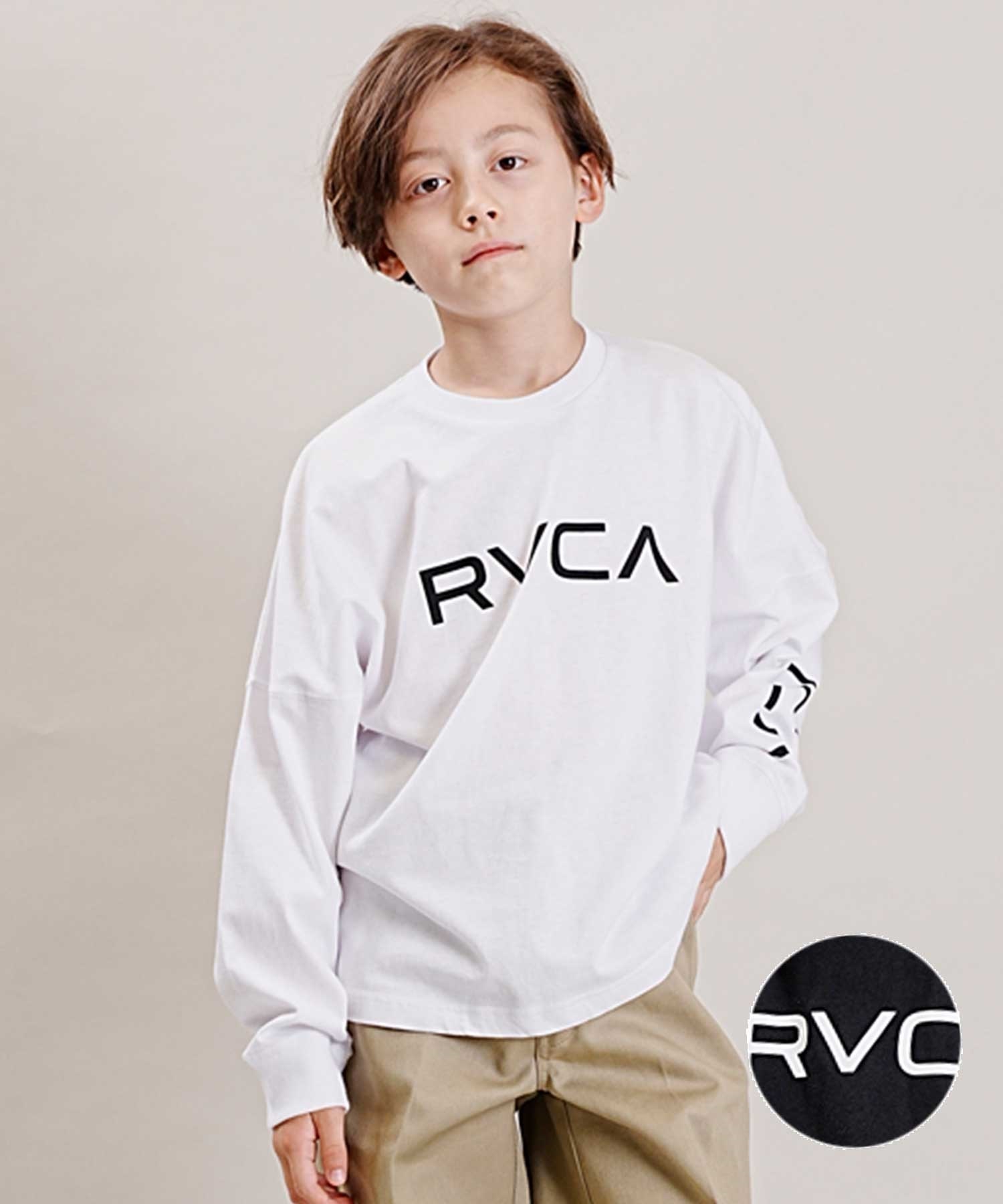 RVCA/ルーカ RVCA BALANCE LT キッズ ジュニア 長袖 Tシャツ ロンT 背中 腕 ロゴ BD046-064(WHT-130cm)