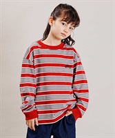 ELEMENT/エレメント キッズ RINGER BORDER LS YOUTH ロングボーダー 長袖 Tシャツ ロンT BD026-080(GRH-130cm)