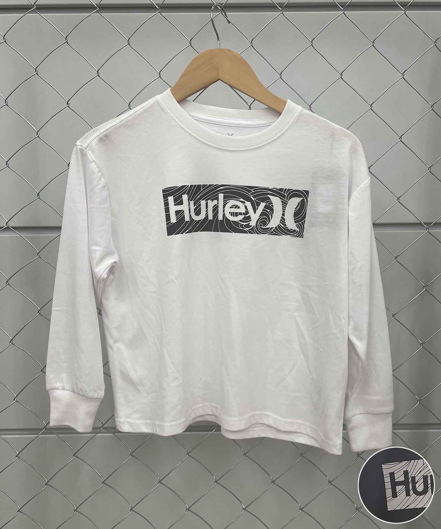 Hurley/ハーレー BOYS VORTEX BOX LOGO LONG SLEEB TEE キッズ 長袖Tシャツ BLS2332001(WHT-130cm)