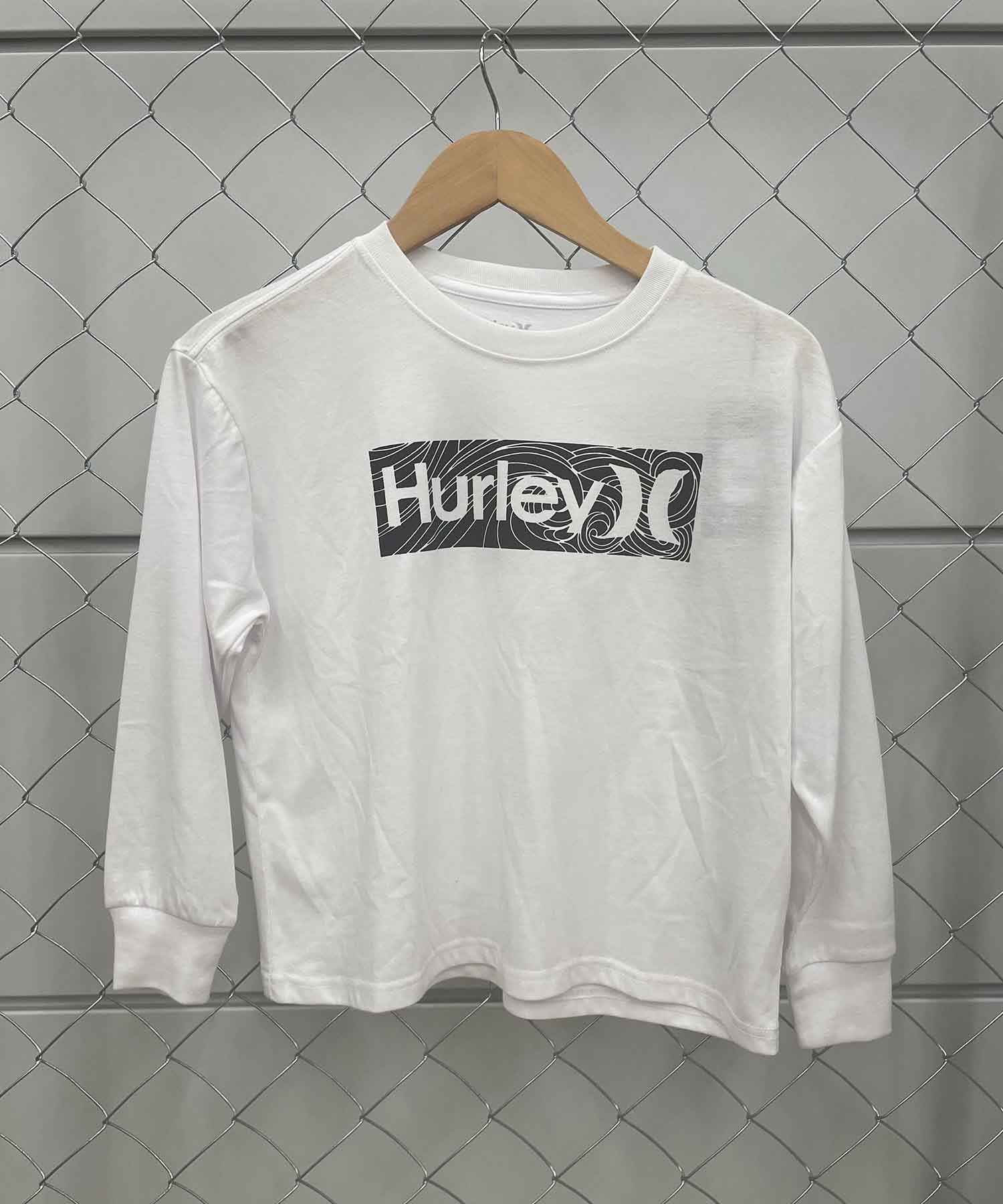 Hurley/ハーレー BOYS VORTEX BOX LOGO LONG SLEEB TEE キッズ 長袖Tシャツ BLS2332001(WHT-130cm)