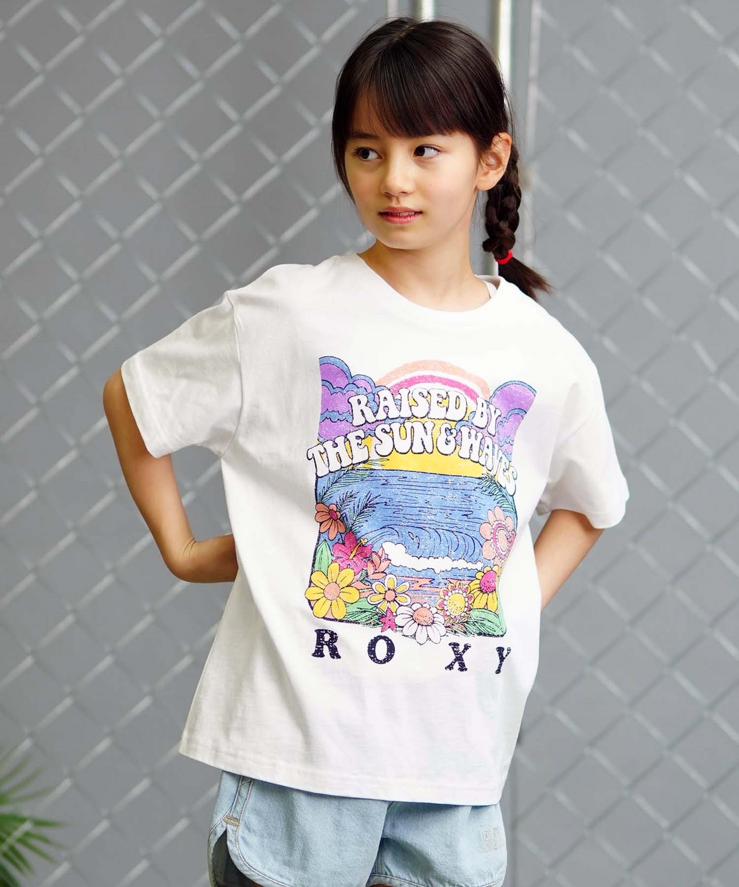 ROXY ロキシー MINI OUT OF SPACE ミニアウトオブスペース キッズ Tシャツ タイダイ柄 TST241120(WHT-130cm)