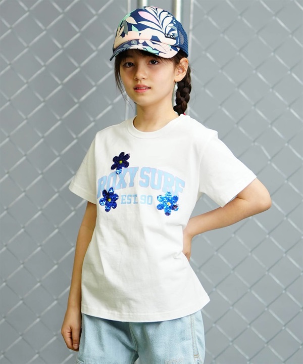 ROXY ロキシー MINI TREASURE ミニトレジャーズ キッズ Tシャツ スパンコール 花柄 TST241121