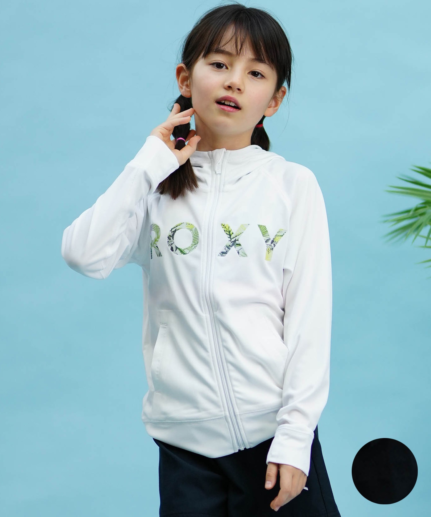 【クーポン対象】ROXY ロキシー キッズ ラッシュガード パーカー ジップアップ 長袖 UVカット TLY241106(WHT-120cm)