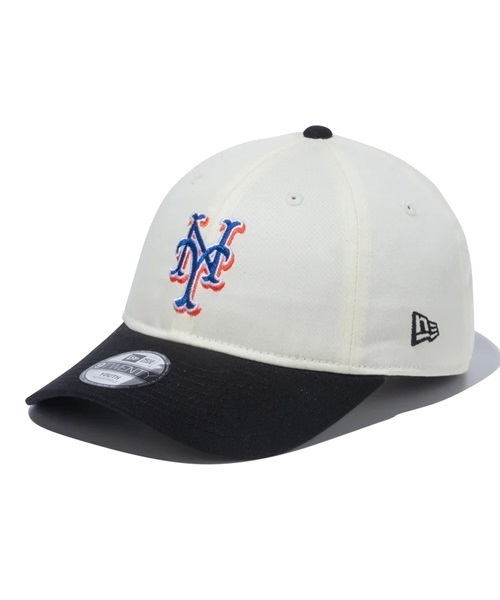 NEW ERA/ニューエラ Youth 9TWENTY MLB 2-Tone ニューヨーク・メッツ クロームホワイト ブラックバイザー キッズ キャップ 13762820(CRBLK-YTH)