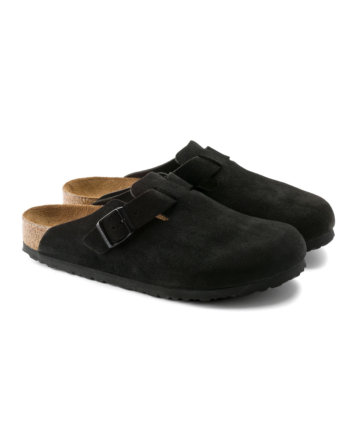 BIRKENSTOCK ビルケンシュトック Boston SFB Suede ボストン ソフトフットベッド スウェード メンズ サンダル コルク レギュラー幅(BLACK-26.0cm)