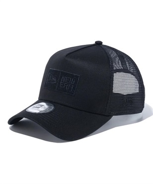 NEW ERA/ニューエラ キャップ 9FORTY A-Frame トラッカー Box Logo ボックスロゴ Trucker ブラック × ブラック キャップ メッシュ 13750977