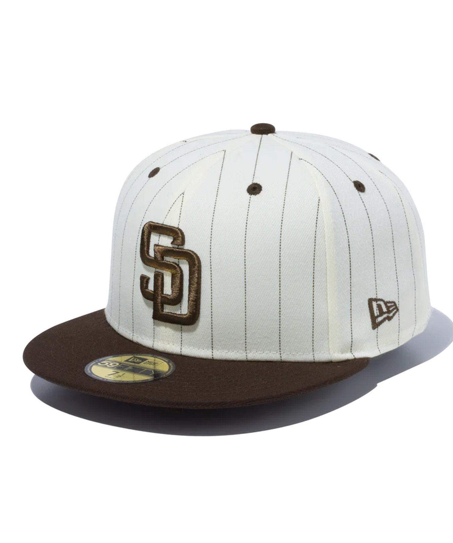 NEW ERA/ニューエラ 59FIFTY Pinstripe ピンストライプ サンディエゴ・パドレス クロームホワイト ウォルナットバイザー キャップ 帽子 13751120(WTWAL-7)