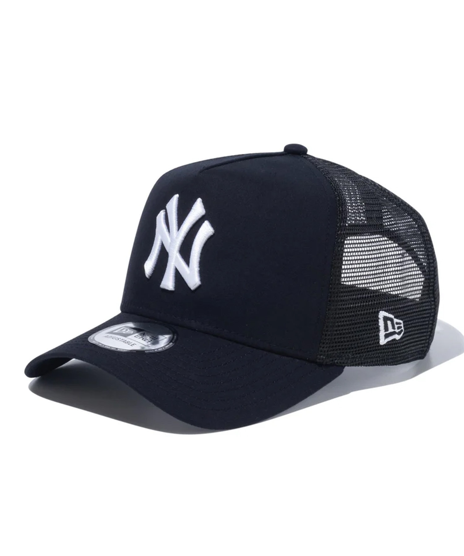 NEW ERA ニューエラ キャップ 帽子 9FORTY A-Frame トラッカー MLB Typewriter タイプライター ニューヨーク・ヤンキース ブラック 14109683(BLK-FREE)