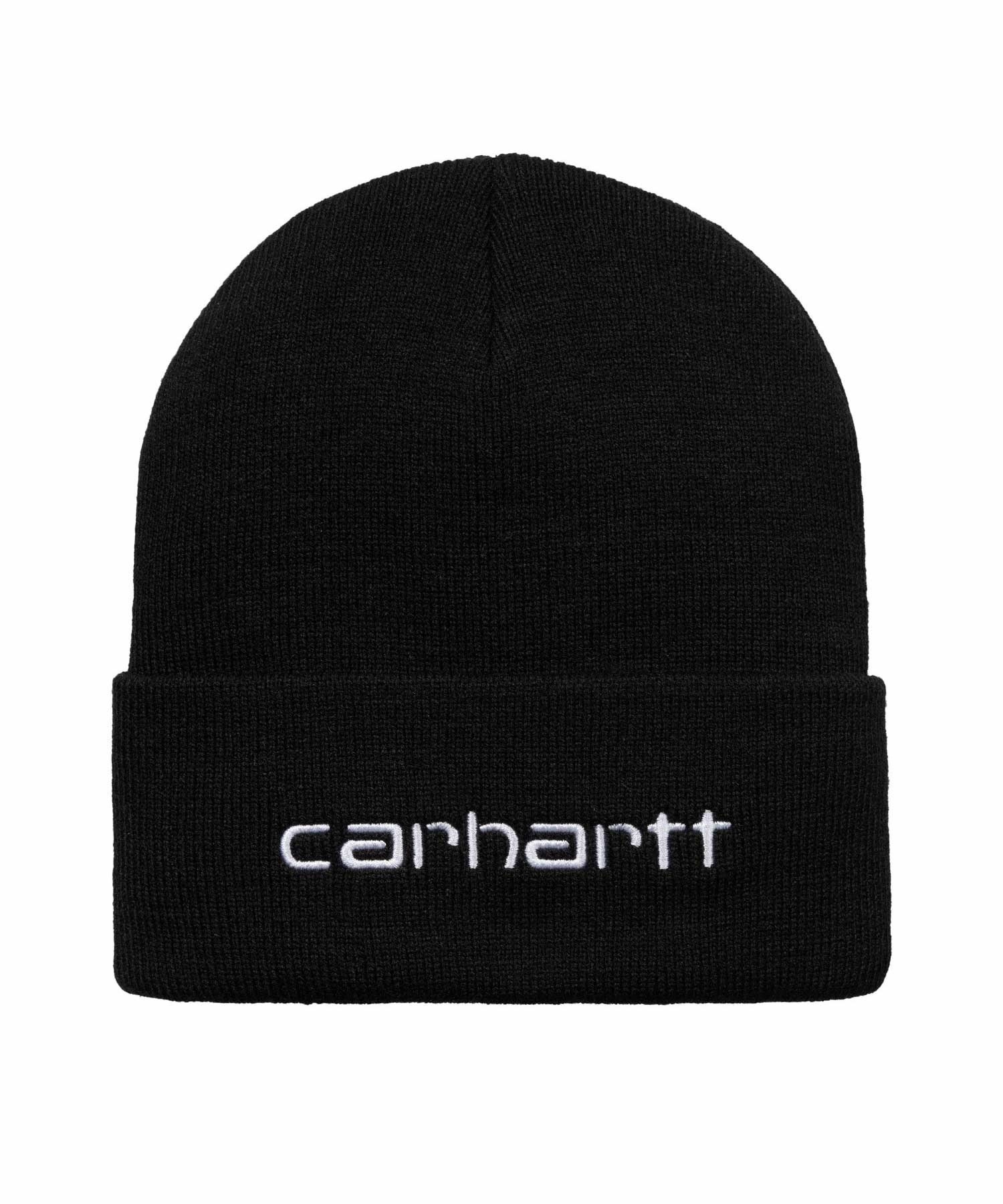 Carhartt/カーハート ビーニー ニット帽 ダブル SCRIPT BEANIE I030884(BK/WT-FREE)