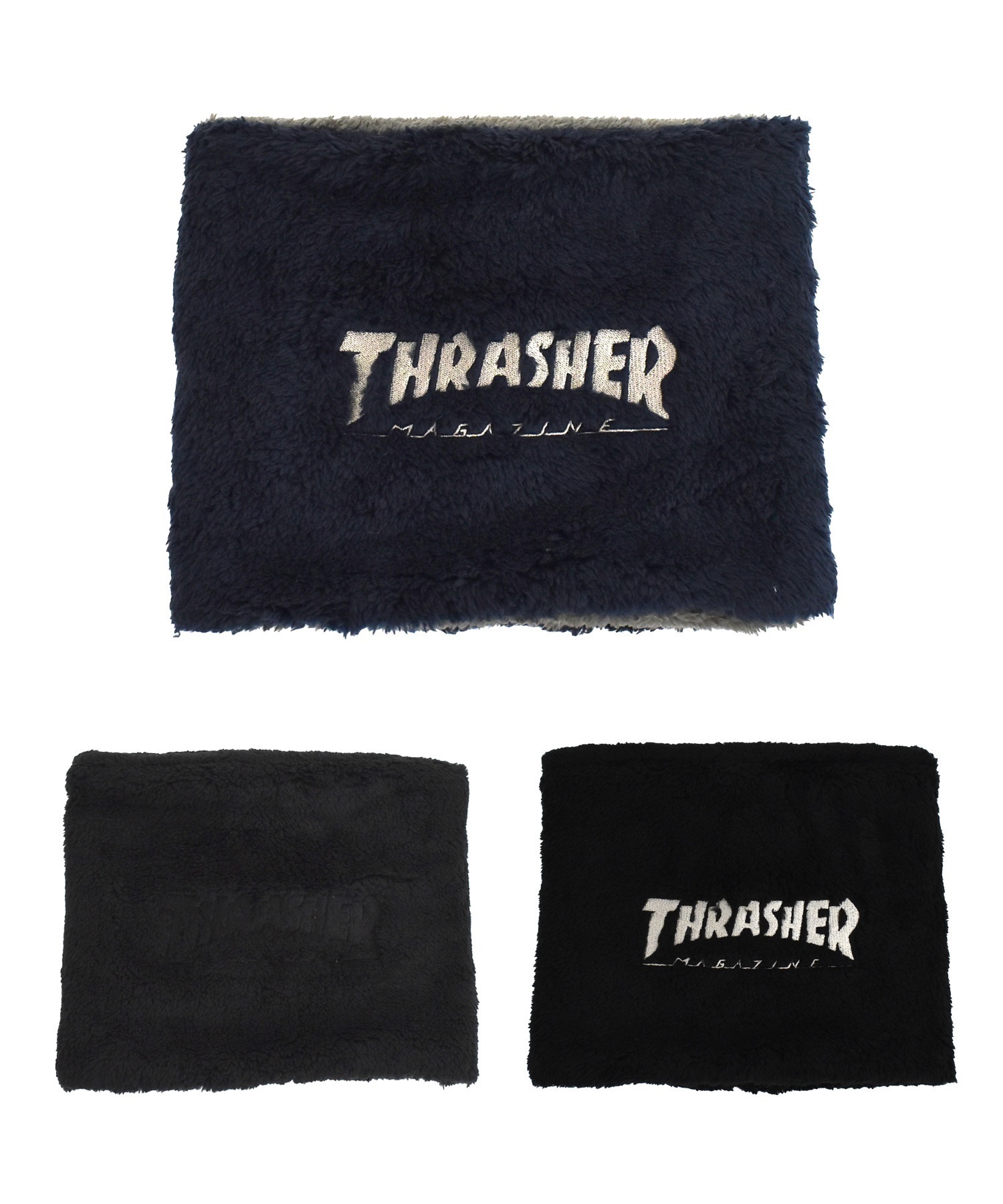 THRASHER/スラッシャー ネックウォーマー マフラー 防寒 リバーシブル 2WAY 22TH-K50(BK/WH-FREE)