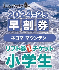 超早割　ネコママウンテン　1日リフト電子チケット　10月31日 (木) 23:59まで　購入後、スマホ画面”右上”の「≡」マイページで確認可能 ※誤って使用された場合の復元は出来かねます。(小学生-電子チケット)