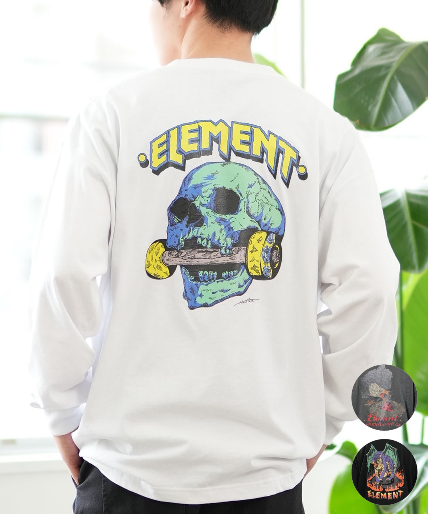 ELEMENT エレメント 長袖 Tシャツ メンズ ロンT バックプリント ピグメント加工 HIROTTON BE022-055(SBK-M)