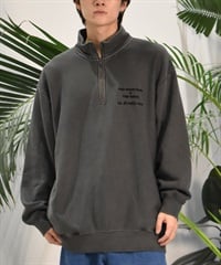 QUIKSILVER クイックシルバー ハーフジップ トレーナー メンズ スタンドカラー スウェット ウォッシュ加工 裏起毛 QPO244606M ムラサキスポーツ限定(BLK-M)