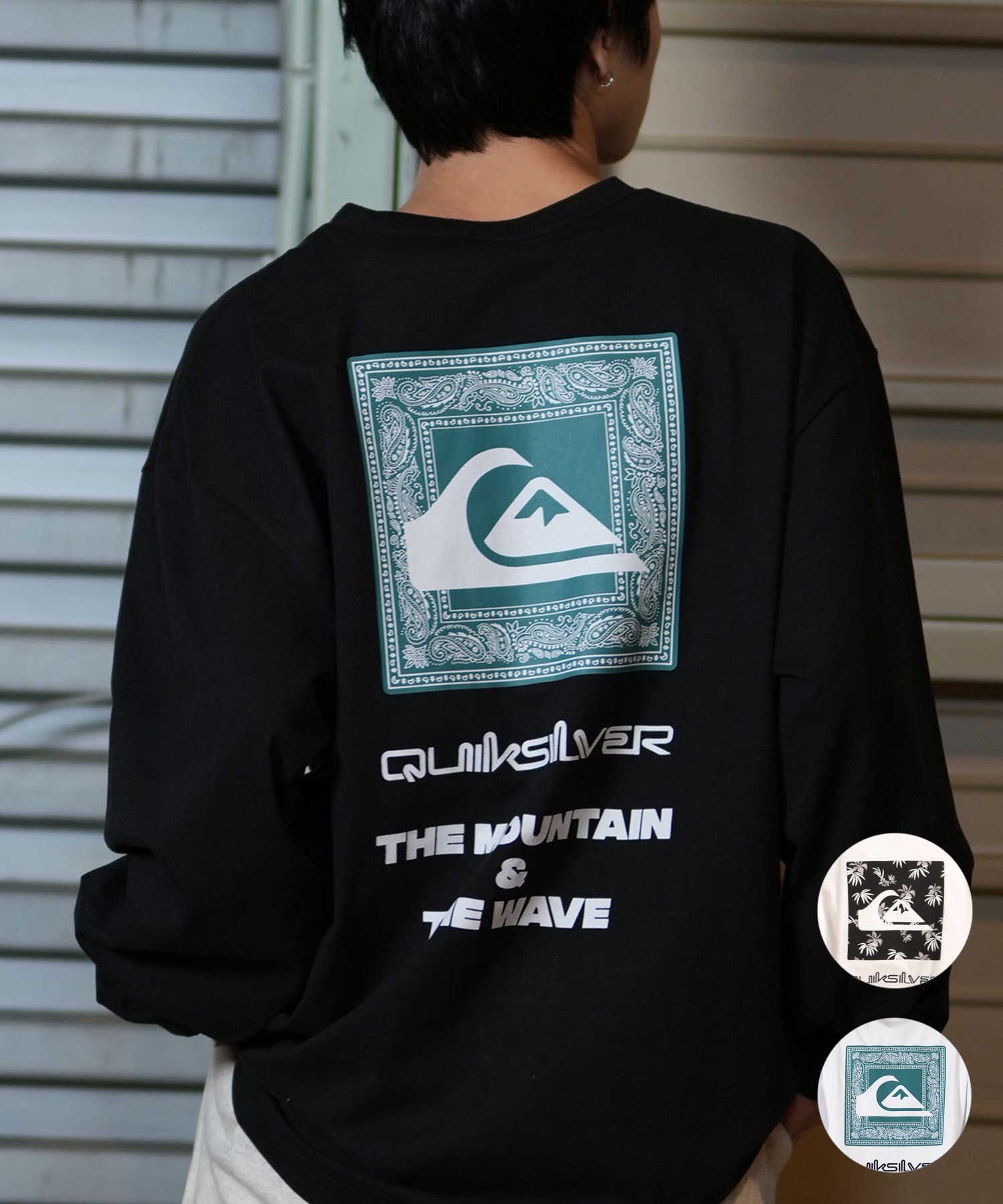 QUIKSILVER クイックシルバー 長袖 Tシャツ ロンT バックプリント QLT244604M ムラサキスポーツ限定(BLK-M)