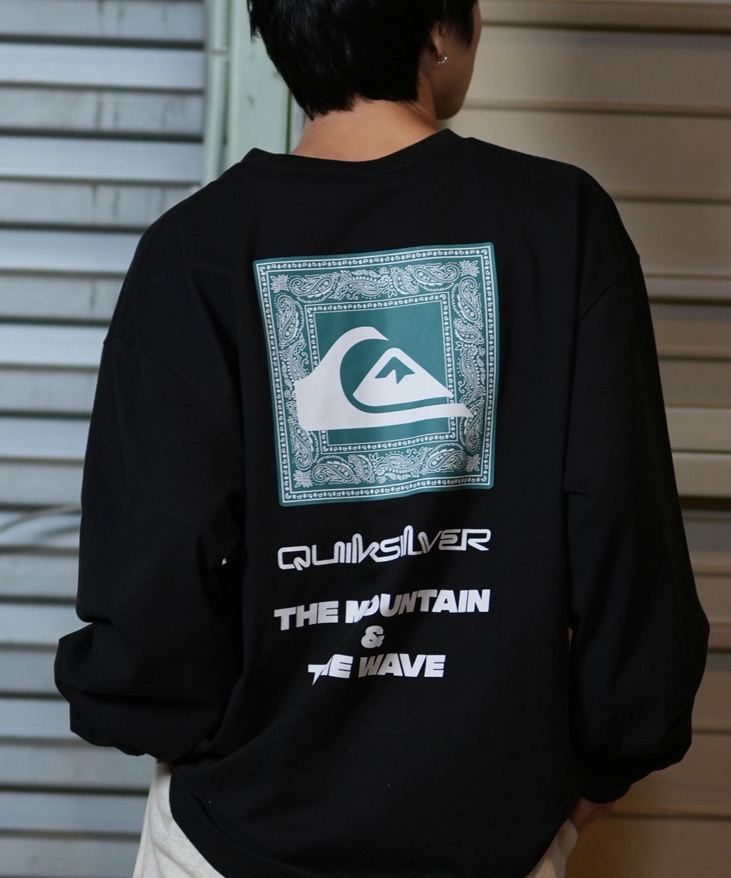 QUIKSILVER クイックシルバー 長袖 Tシャツ ロンT バックプリント QLT244604M ムラサキスポーツ限定(BLK-M)