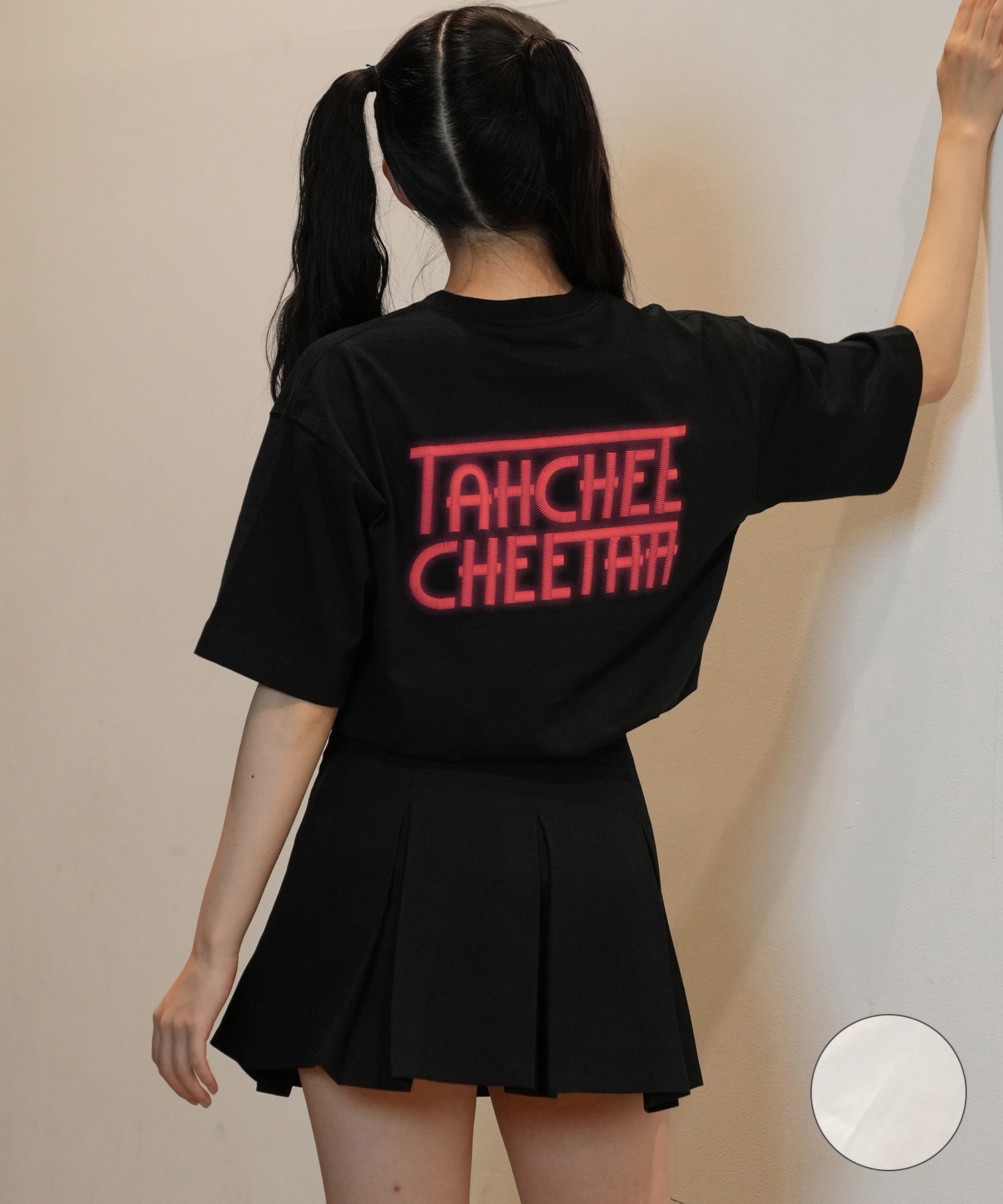 TAHCHEE ターチー 半袖 Tシャツ レディース 発泡ハート ロゴ バックプリント ルーズシルエット TC240900-04(WT-M)