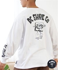 DC ディーシー 長袖 Tシャツ メンズ ロンT バックプリント スリーブロゴ ルーズシルエット DLT244075(WHT-M)