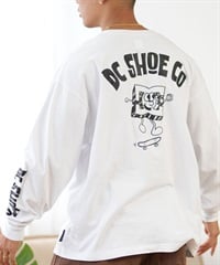 DC ディーシー 長袖 Tシャツ メンズ ロンT バックプリント スリーブロゴ ルーズシルエット DLT244075(WHT-M)