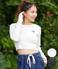 DC ディーシー 長袖 Tシャツ レディース リブ ショート丈 ロンT 24 WS CROPPED LS LLT244308(WHT-M)