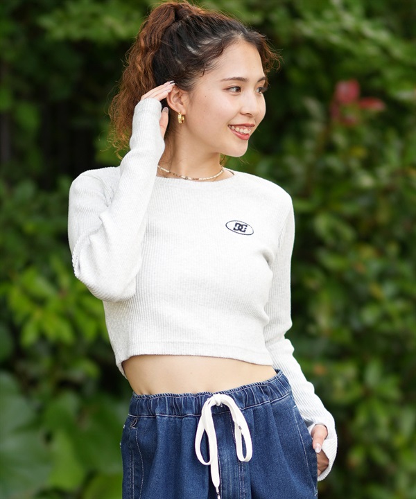 DC ディーシー 長袖 Tシャツ レディース リブ ショート丈 ロンT 24 WS CROPPED LS LLT244308