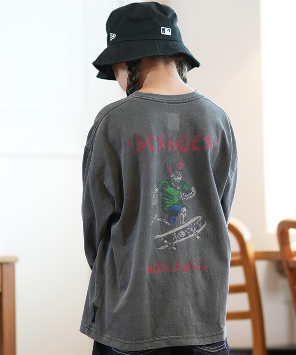 DC ディーシー Tシャツ キッズ 長袖 ロンT バックプリント 24 KD SKATE SKULL LS YLT244530