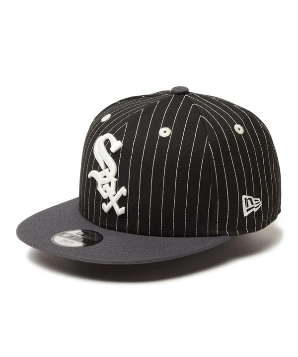 NEW ERA ニューエラ キャップ 帽子 キッズ Youth 9FIFTY Pinstripe シカゴ・ホワイトソックス ブラック グレーバイザー 14325148