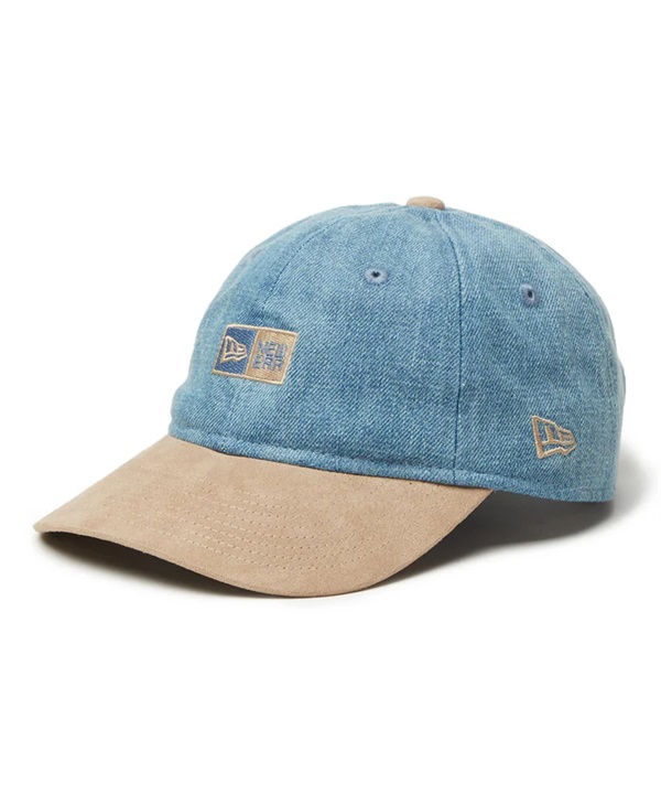 NEW ERA ニューエラ キャップ 帽子 キッズ Youth 9TWENTY Denim 2-Tone ボックスロゴ ウォッシュドデニム カーキスウェードバイザー 14325231