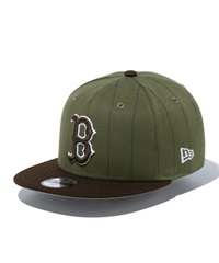 NEW ERA ニューエラ キッズ キャップ 帽子 Youth 9FIFTY MLB Text Stripe ボストン・レッドソックス ニューオリーブ ブラウンバイザー 14111900