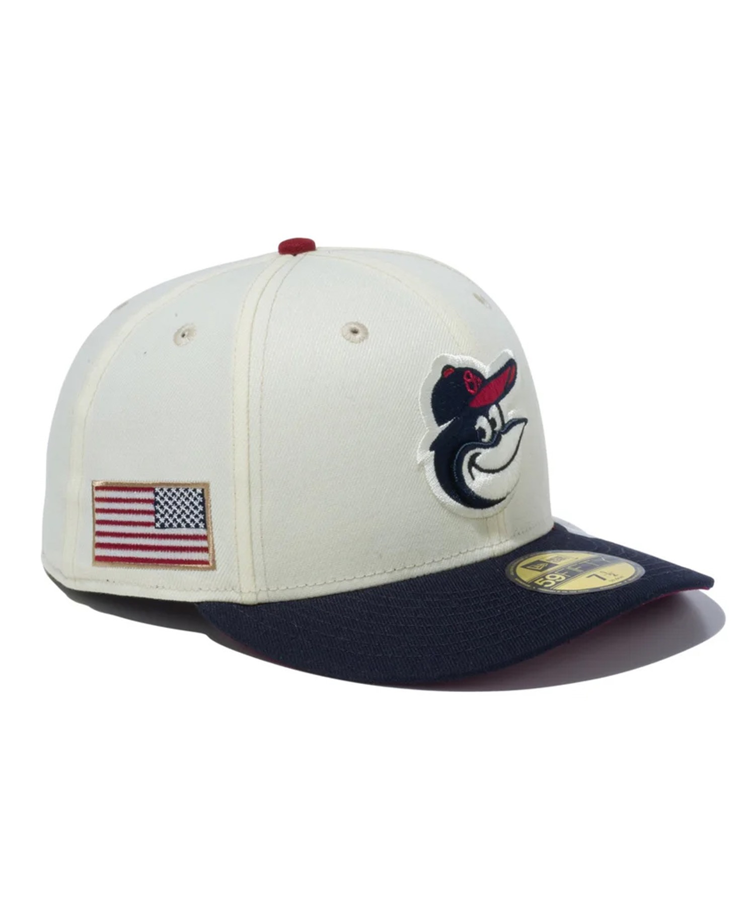 NEW ERA ニューエラ キャップ 帽子 PC 59FIFTY Stars & Stripes ボルティモア・オリオールズ クローム ネイビーバイザー 14109867