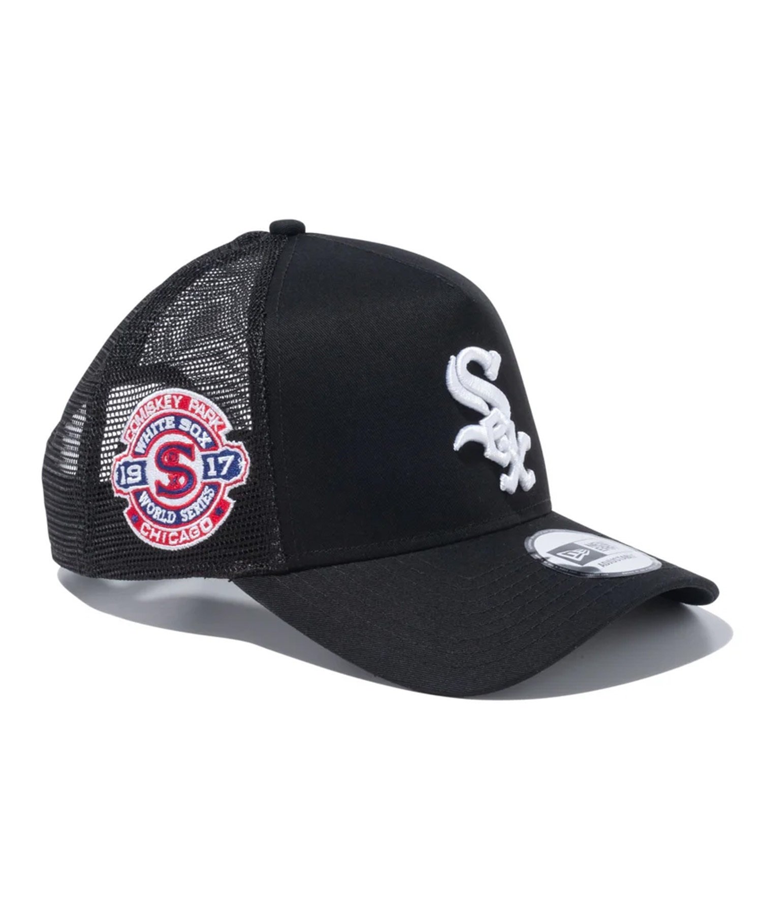 NEW ERA ニューエラ キャップ 帽子 9FORTY A-Frame トラッカー MLB Side Patch シカゴ・ホワイトソックス ブラック 14109742(BLK-FREE)