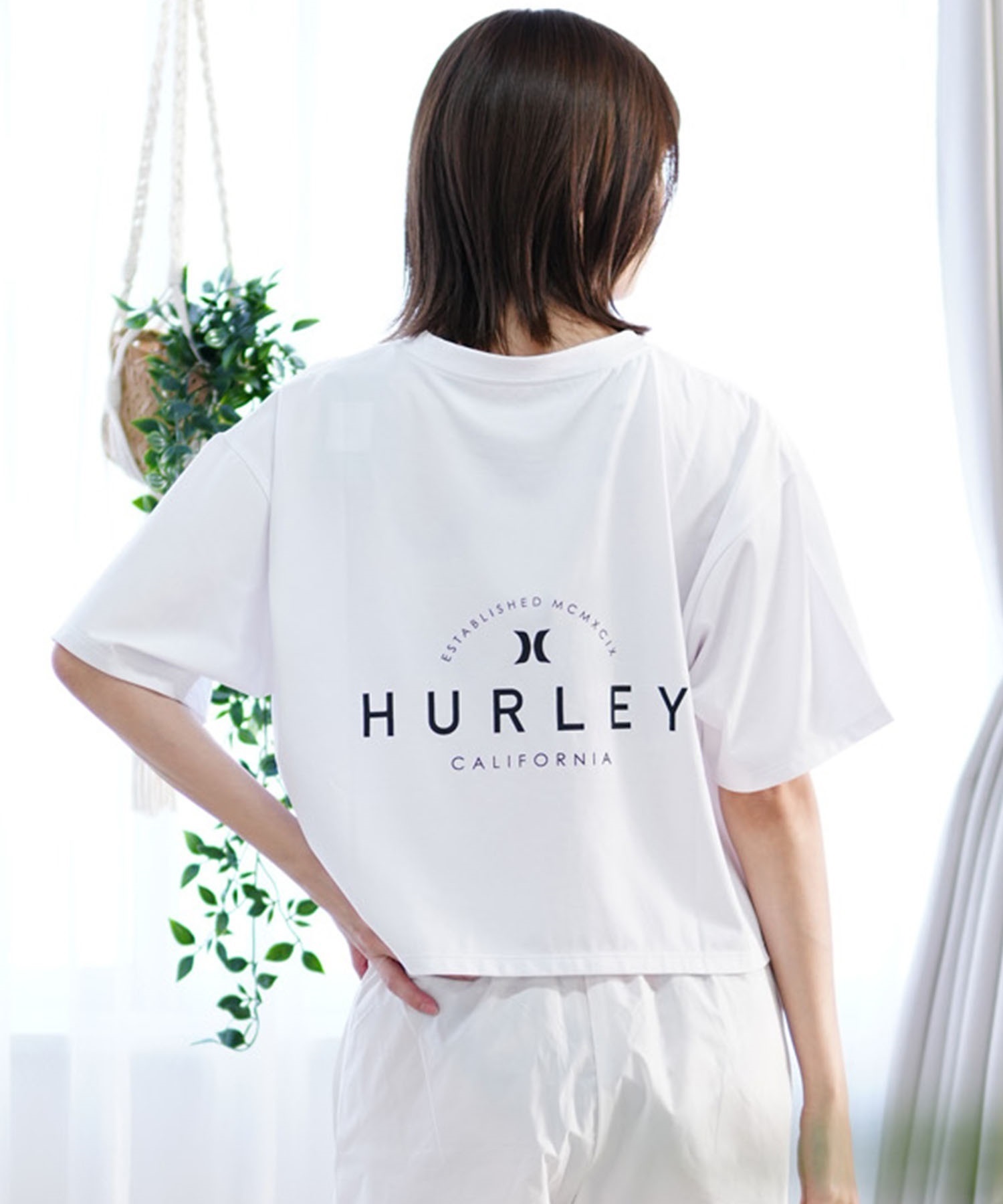 Hurley ハーレー ラッシュガード レディース 水陸両用 半袖 Tシャツ クロップド丈 UVカット WUT2421002(WHT-S)