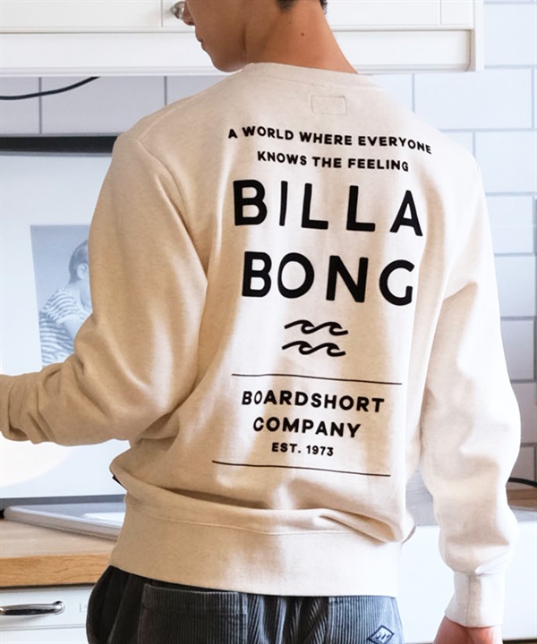 BILLABONG ビラボン トレーナー クルー メンズ スウェット バックプリント レギュラーフィット 裏毛 DECAF BE012-021