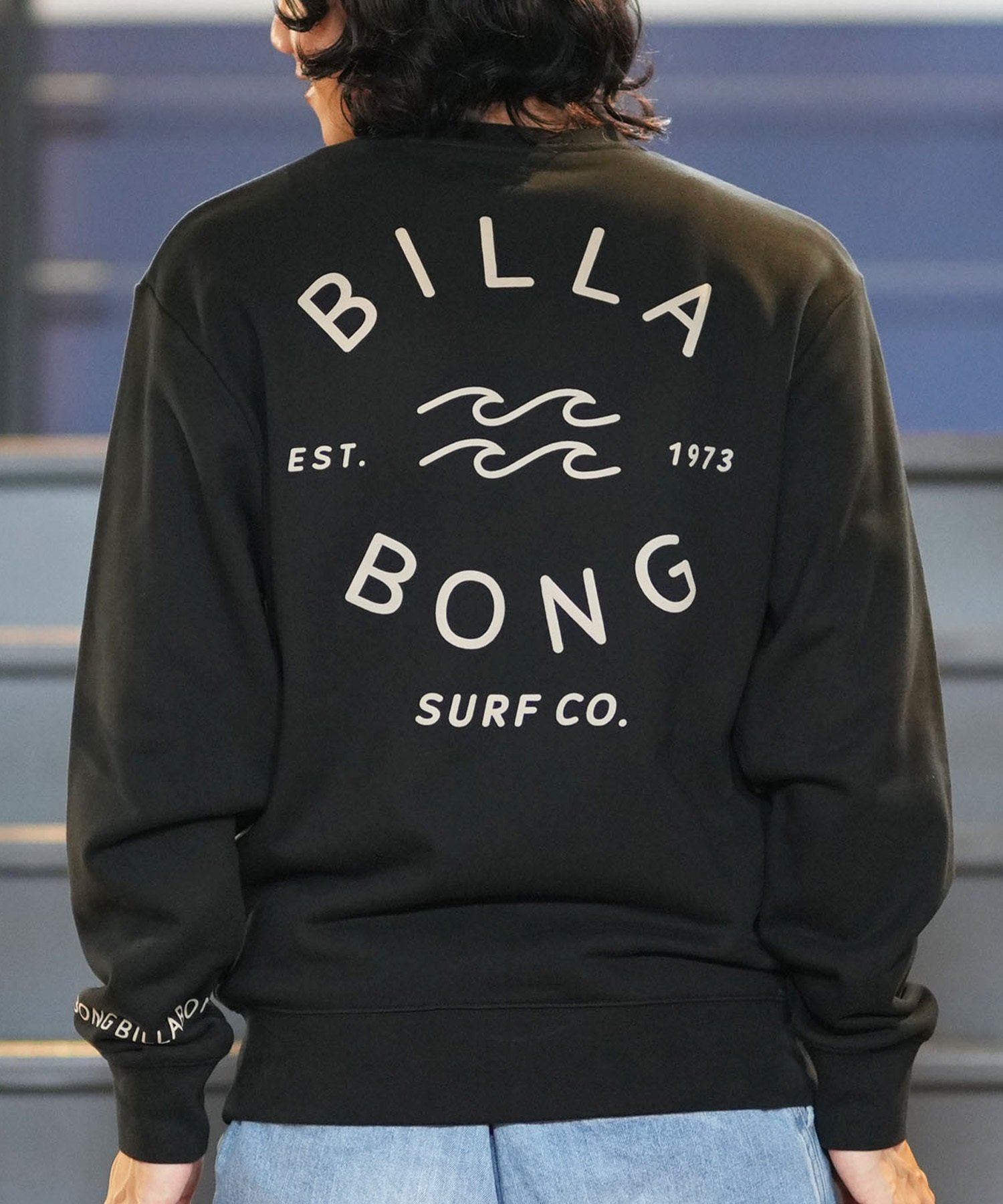 BILLABONG ビラボン トレーナー クルー メンズ スウェット バックプリント レギュラーフィット 裏毛 ONE TIME BE012-001(BLK-M)