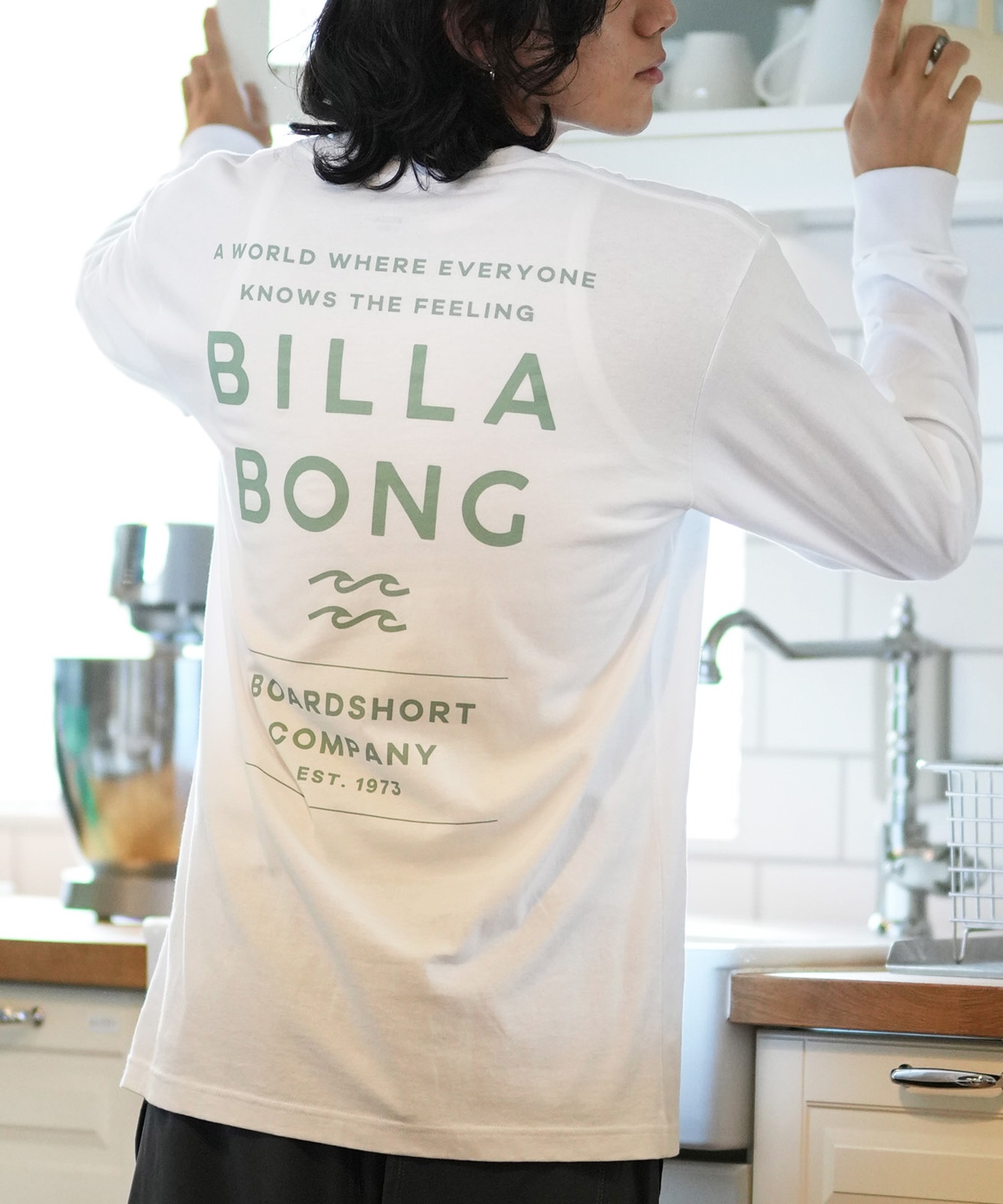 BILLABONG ビラボン 長袖 Tシャツ メンズ バックプリント レギュラーフィット DECAF BE012-050(WHT-M)