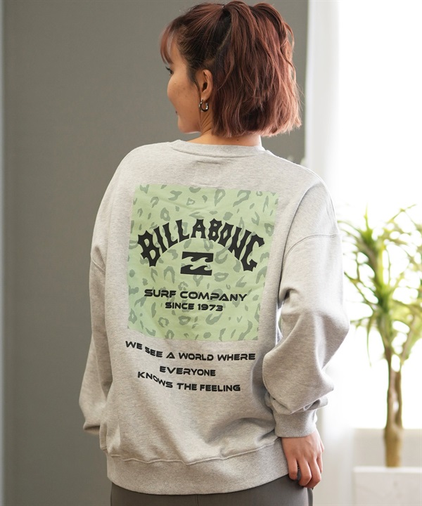 BILLABONG ビラボン トレーナー レディース クルーネック スウェット バックプリント ボーイフィット 裏毛 BE014-003